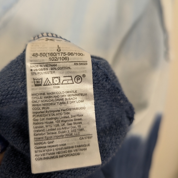 GAP Blue Tie Dye Crop Boho Cotton Hoodie Pullover Sweatshirt - Picture 5 of 8